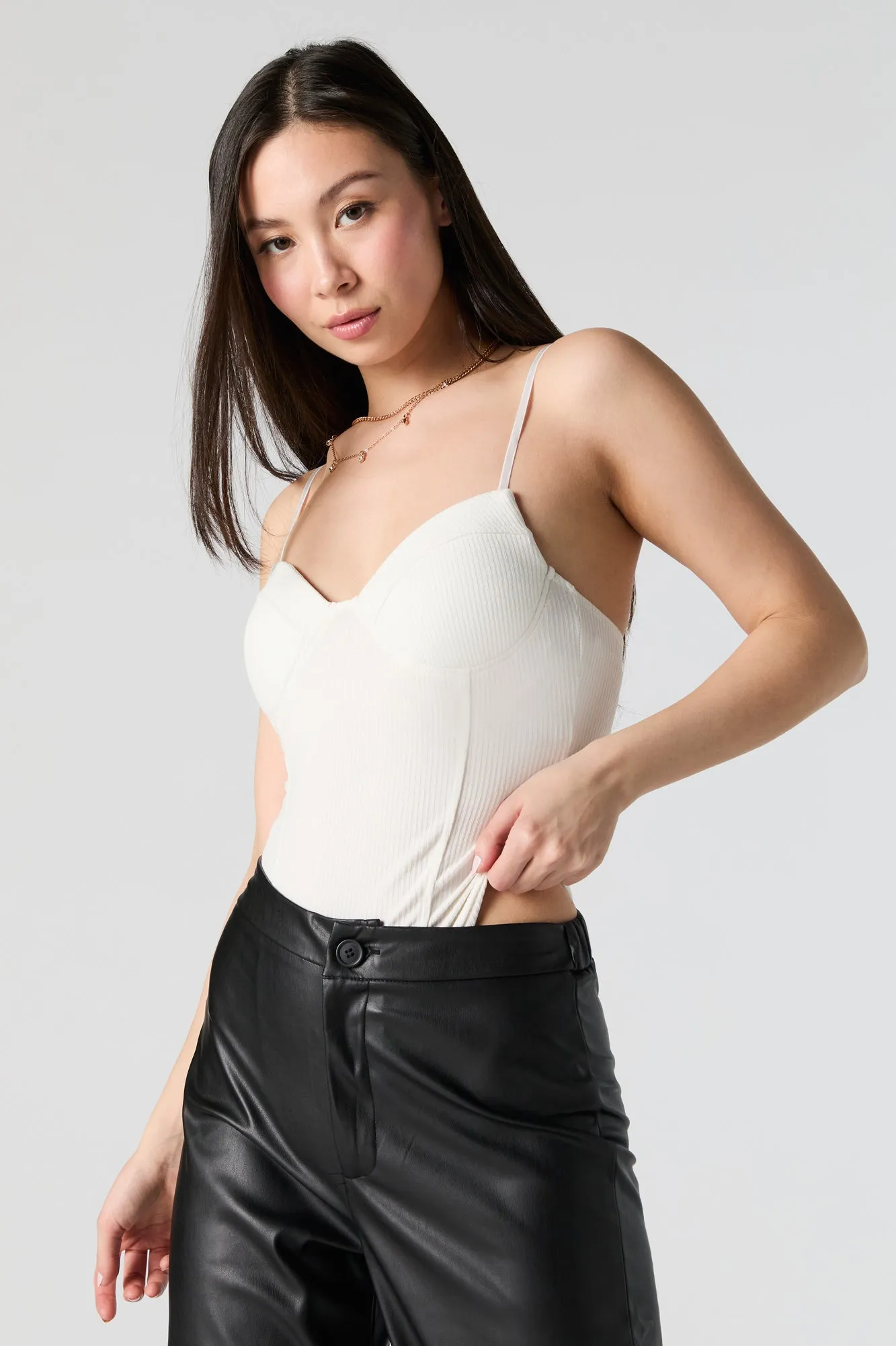 Ribbed Corset Bodysuit