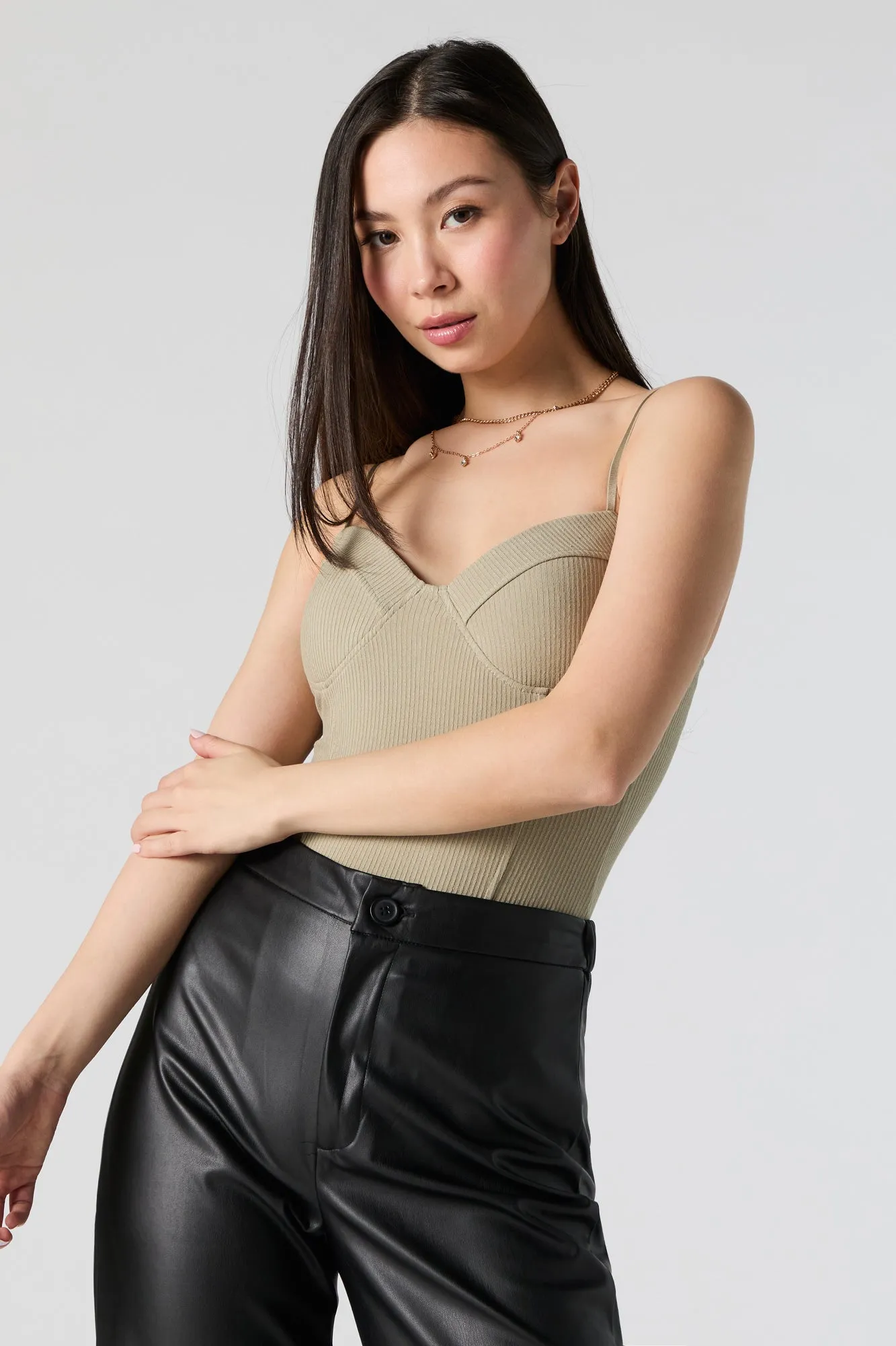 Ribbed Corset Bodysuit