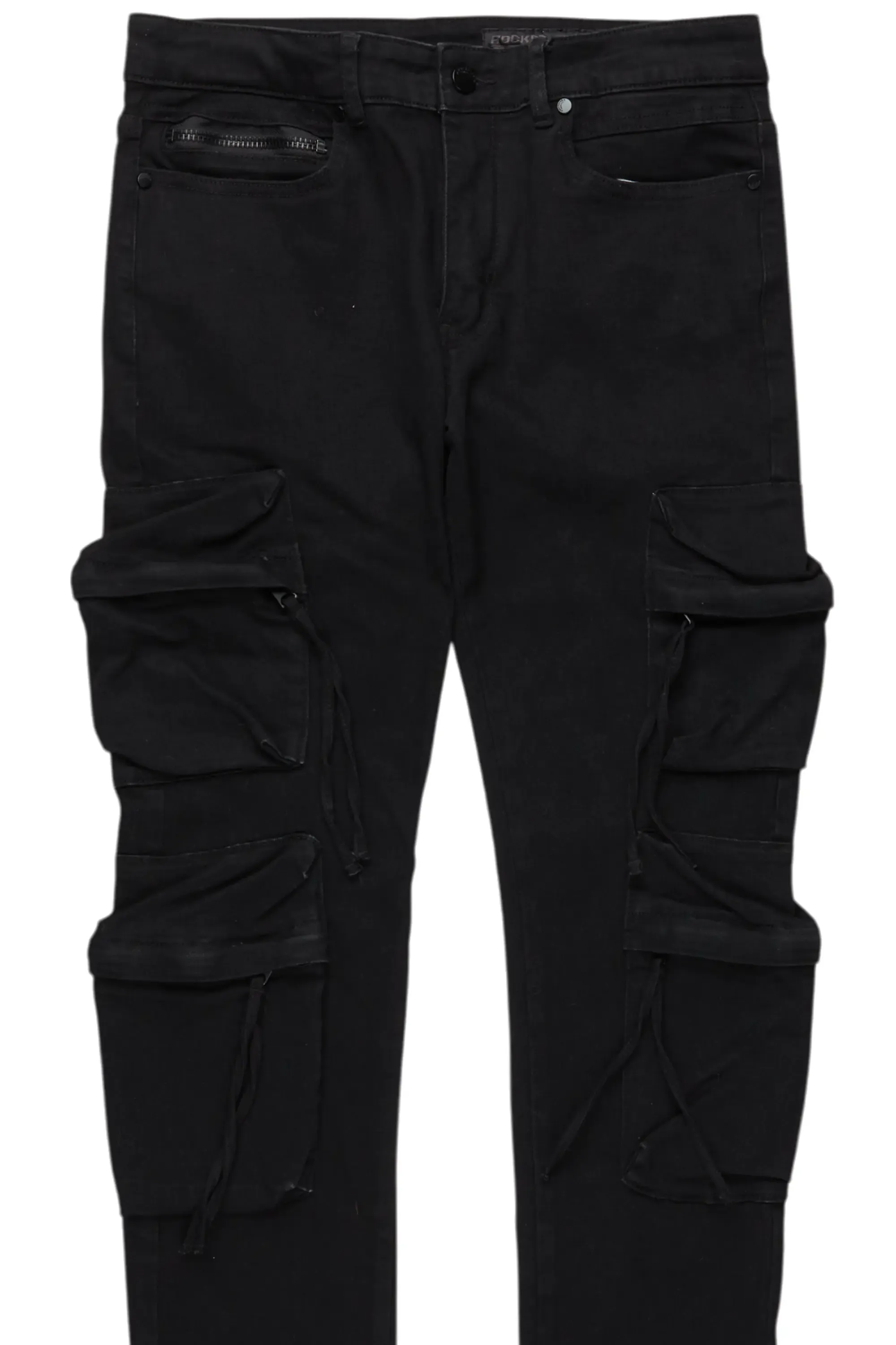 Rodion Jet Black Slim Fit Cargo Jean