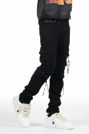 Rodion Jet Black Slim Fit Cargo Jean