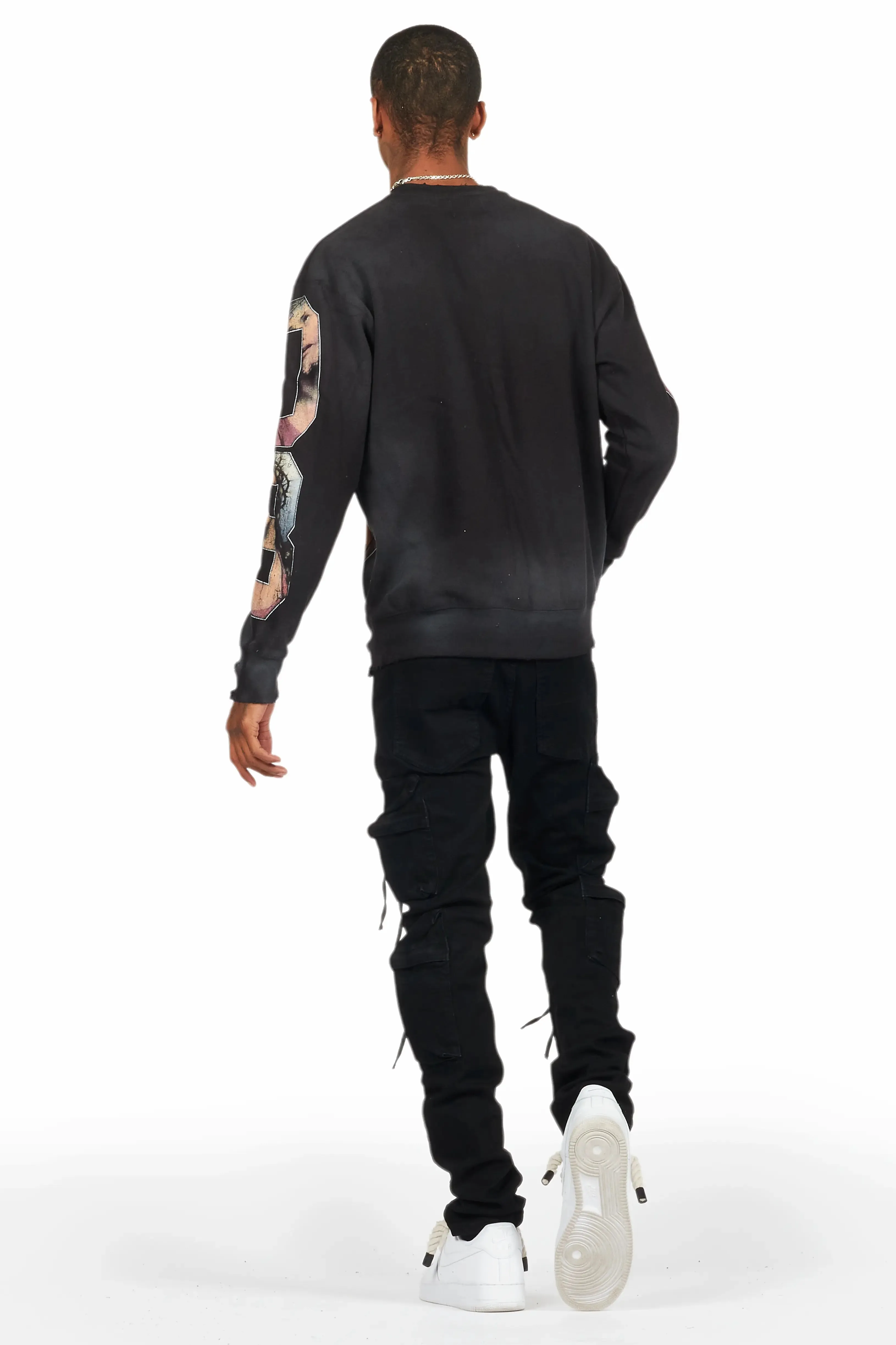 Rodion Jet Black Slim Fit Cargo Jean