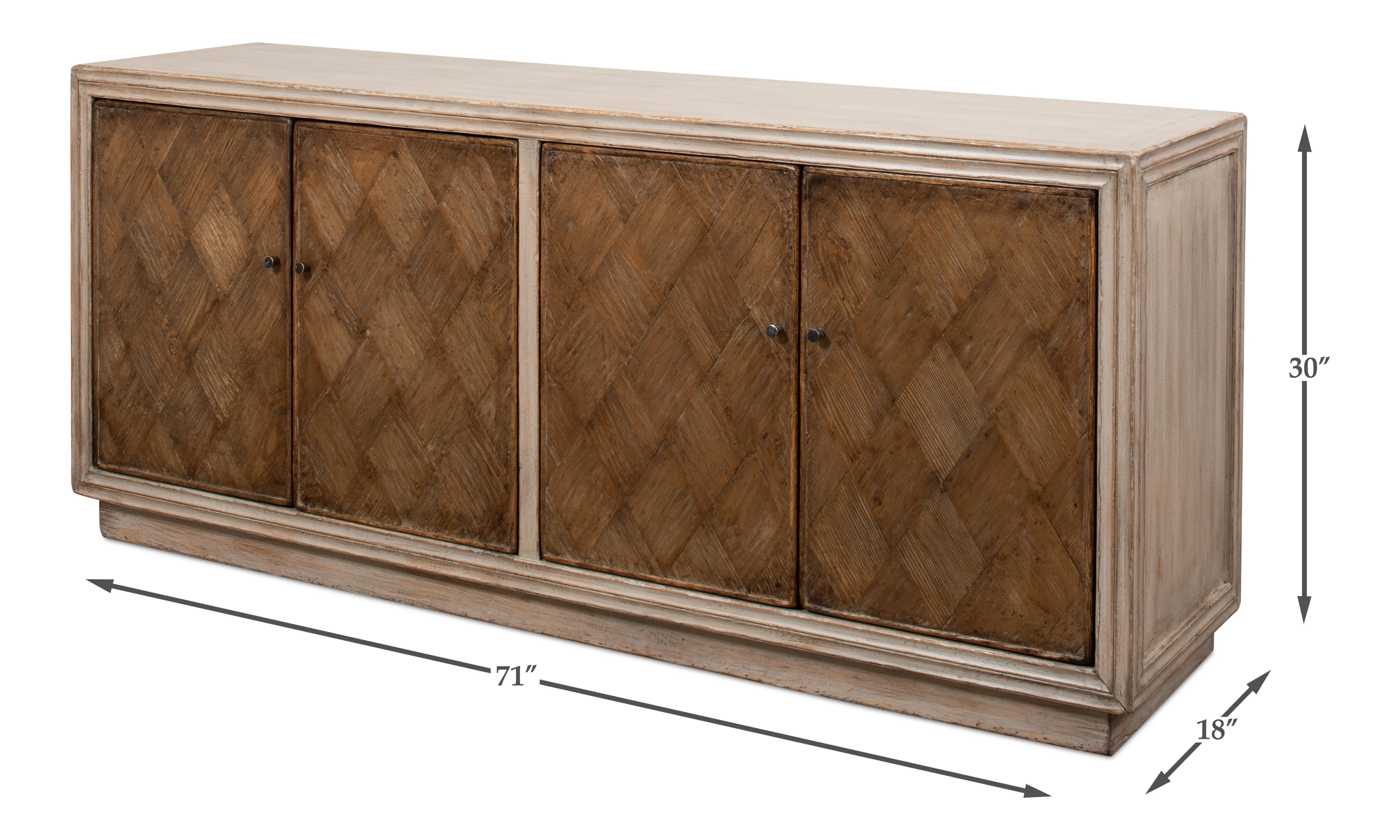 Sarreid - Argyle Sideboard  4 Doors  Stone Grey - Grey - Transitional