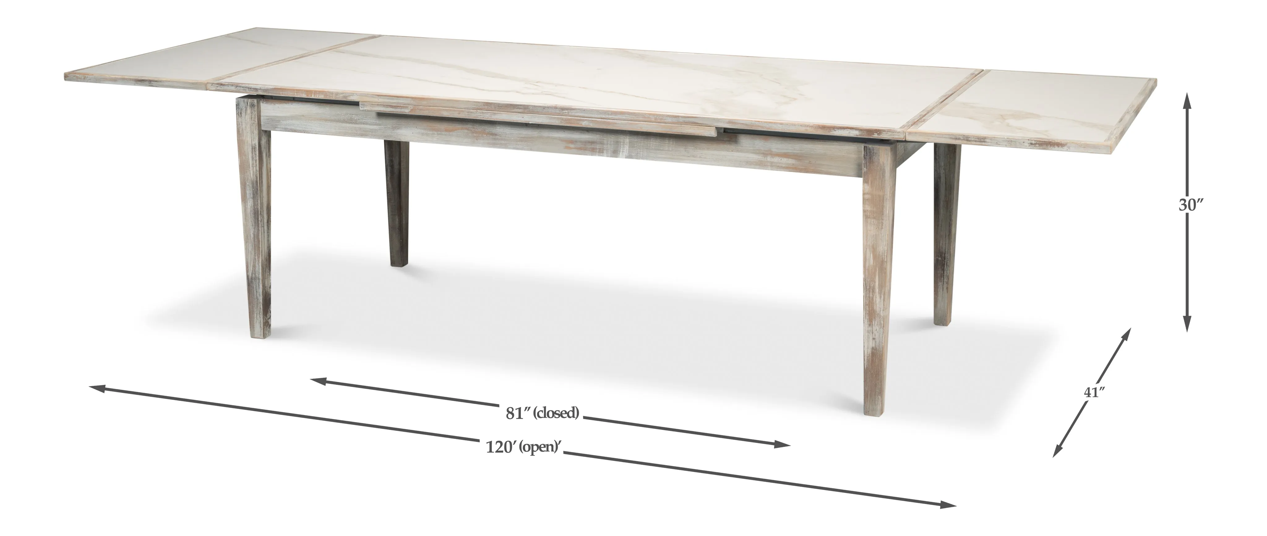 Sarreid - Rect. Extension Dining Table  As Shown - Grey - Eclectic