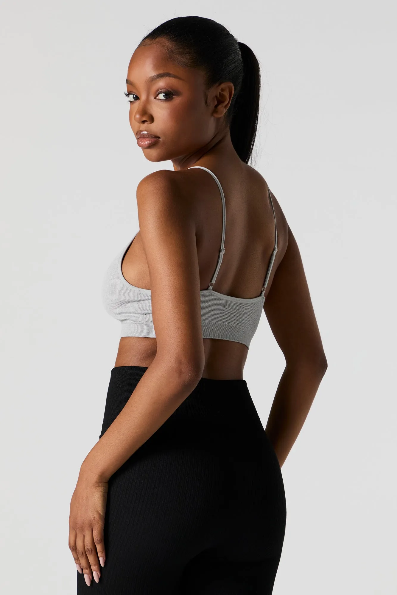 Seamless Ribbed V-Neck Bralette
