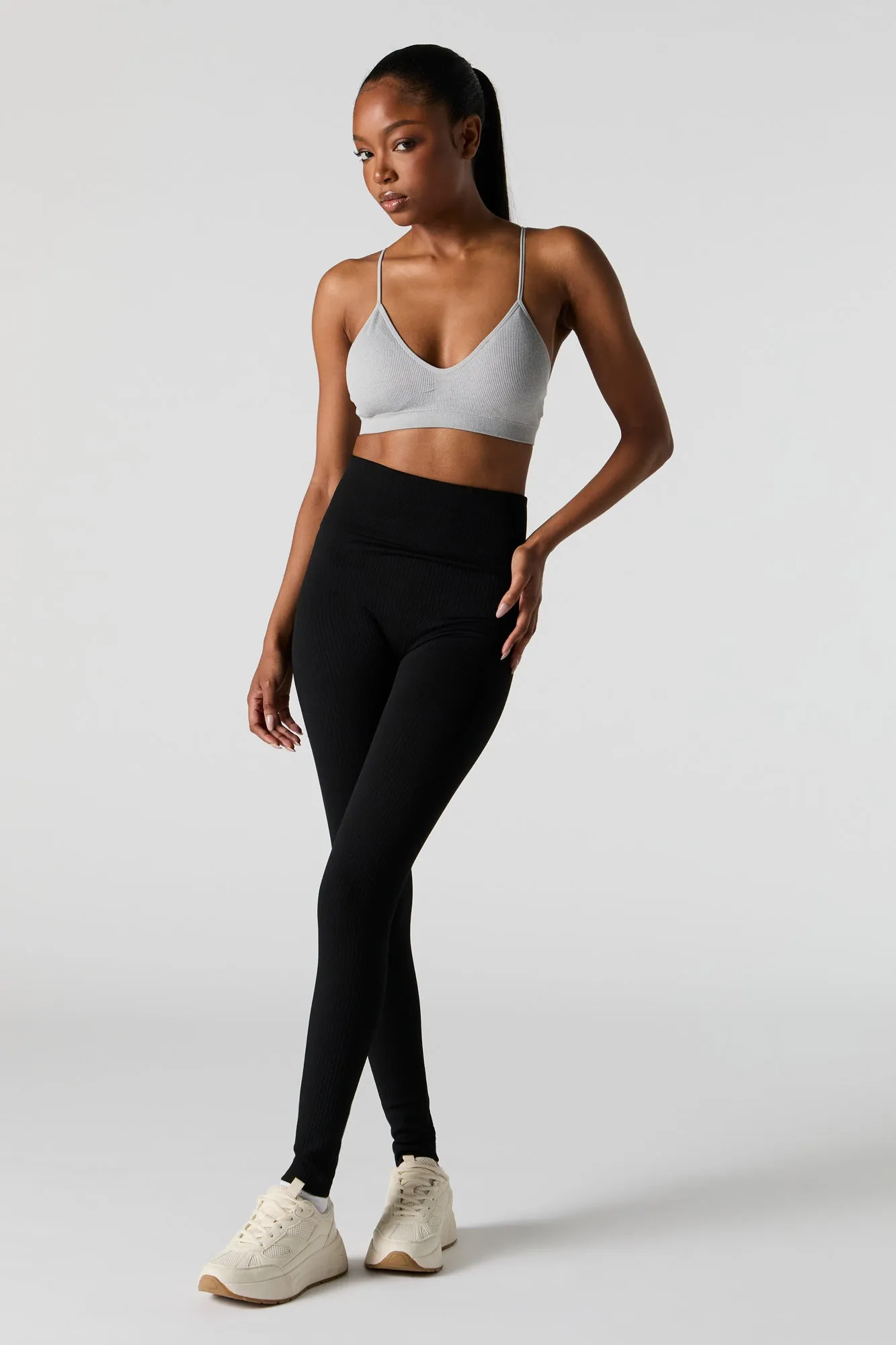 Seamless Ribbed V-Neck Bralette