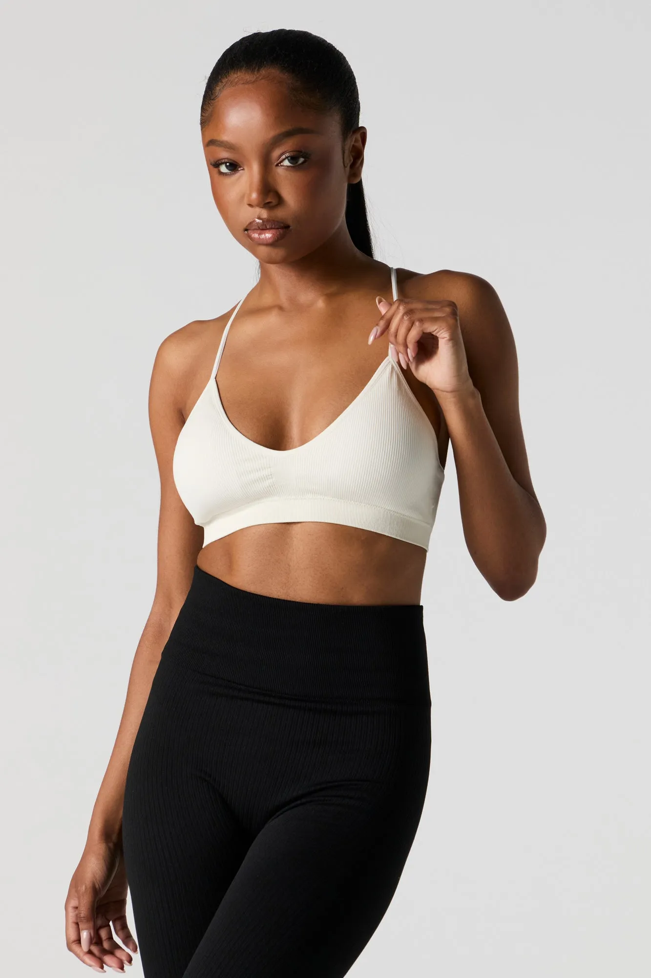 Seamless Ribbed V-Neck Bralette