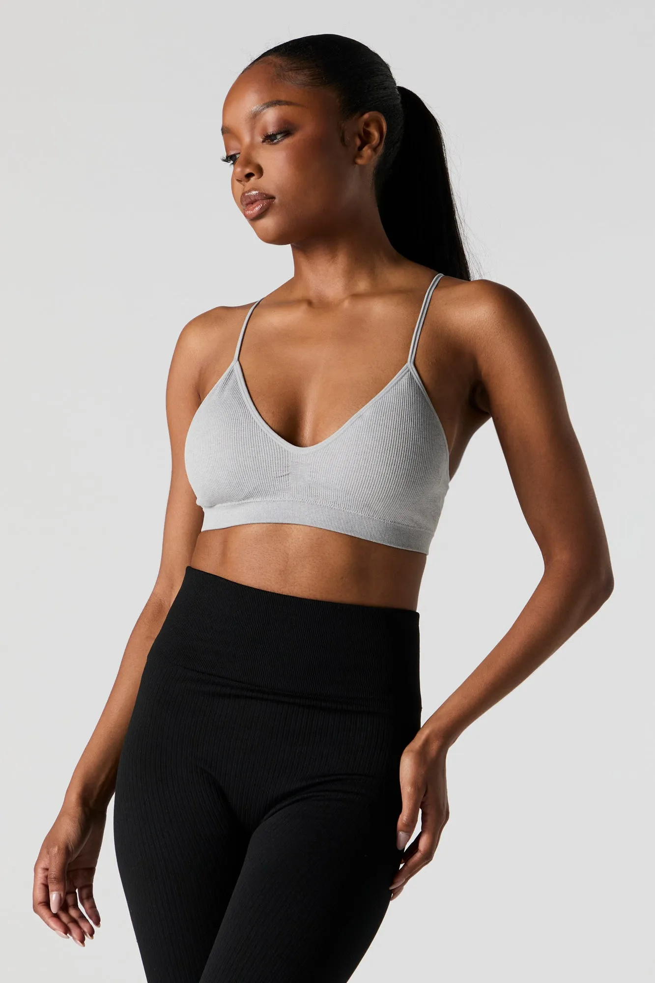 Seamless Ribbed V-Neck Bralette