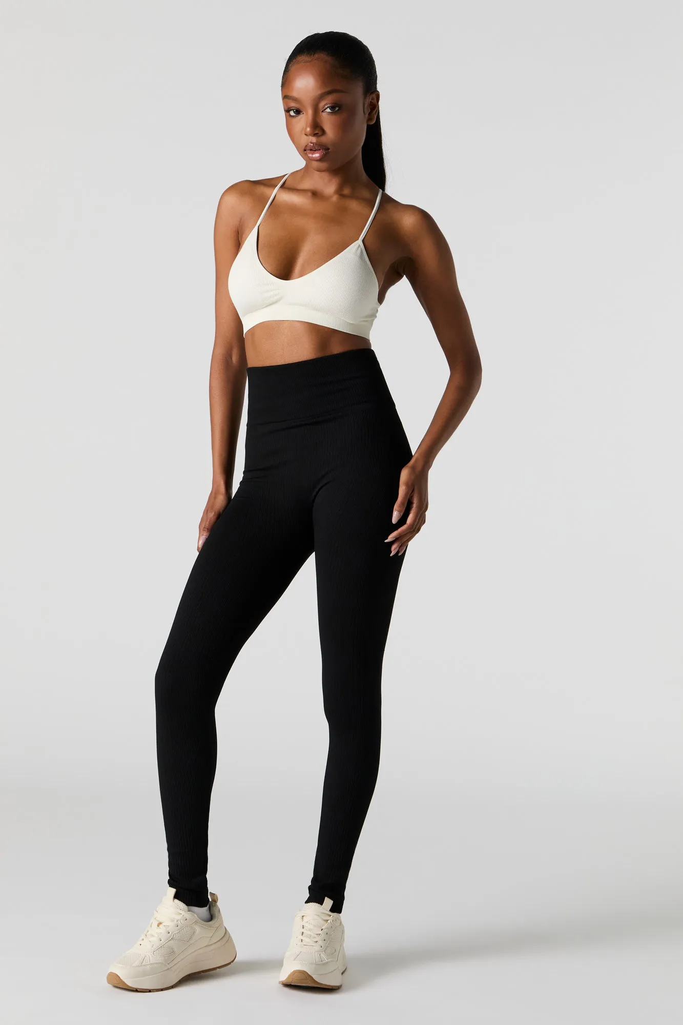 Seamless Ribbed V-Neck Bralette