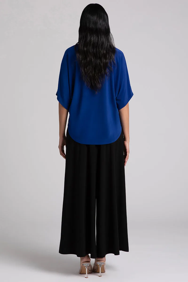 Slouchy V-Neck Top with Tie | Twilight