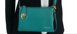 SMALL MULTI-POCKET CROSS BODY CLUTCH BAG WITH WRISTLET - TEAL