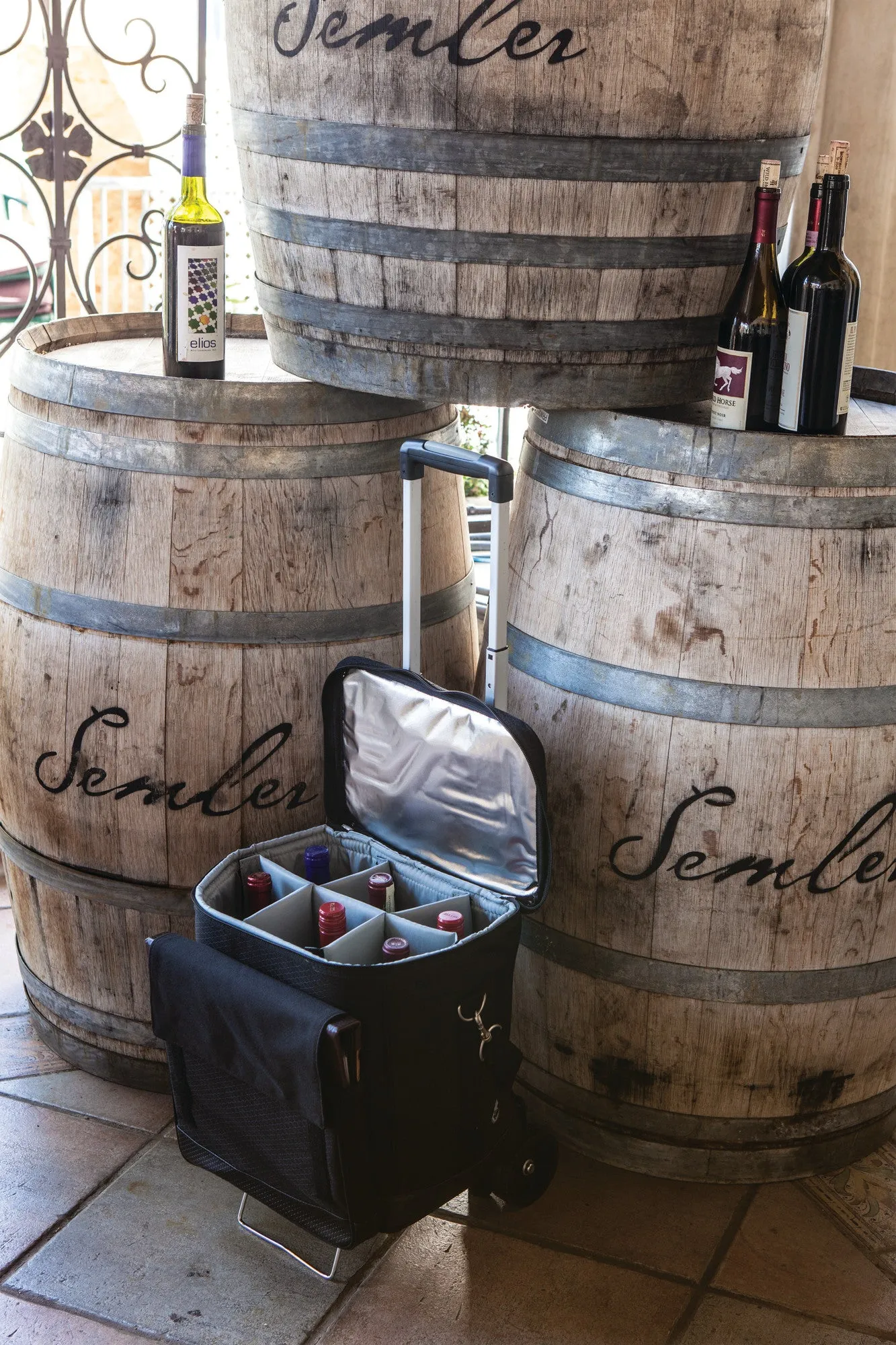 Tampa Bay Buccaneers - Cellar 6-Bottle Wine Carrier & Cooler Tote with Trolley