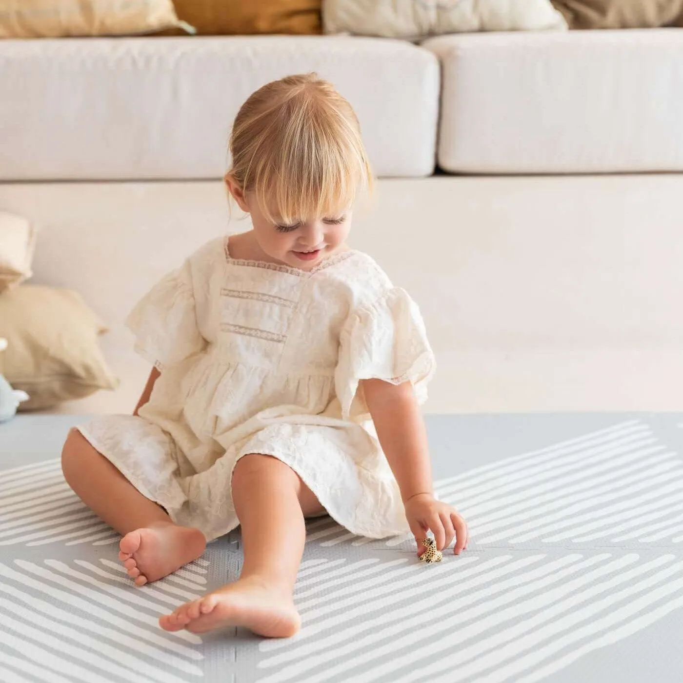 Toddlekind Premium Foam Playmats | Sandy Lines - Stone