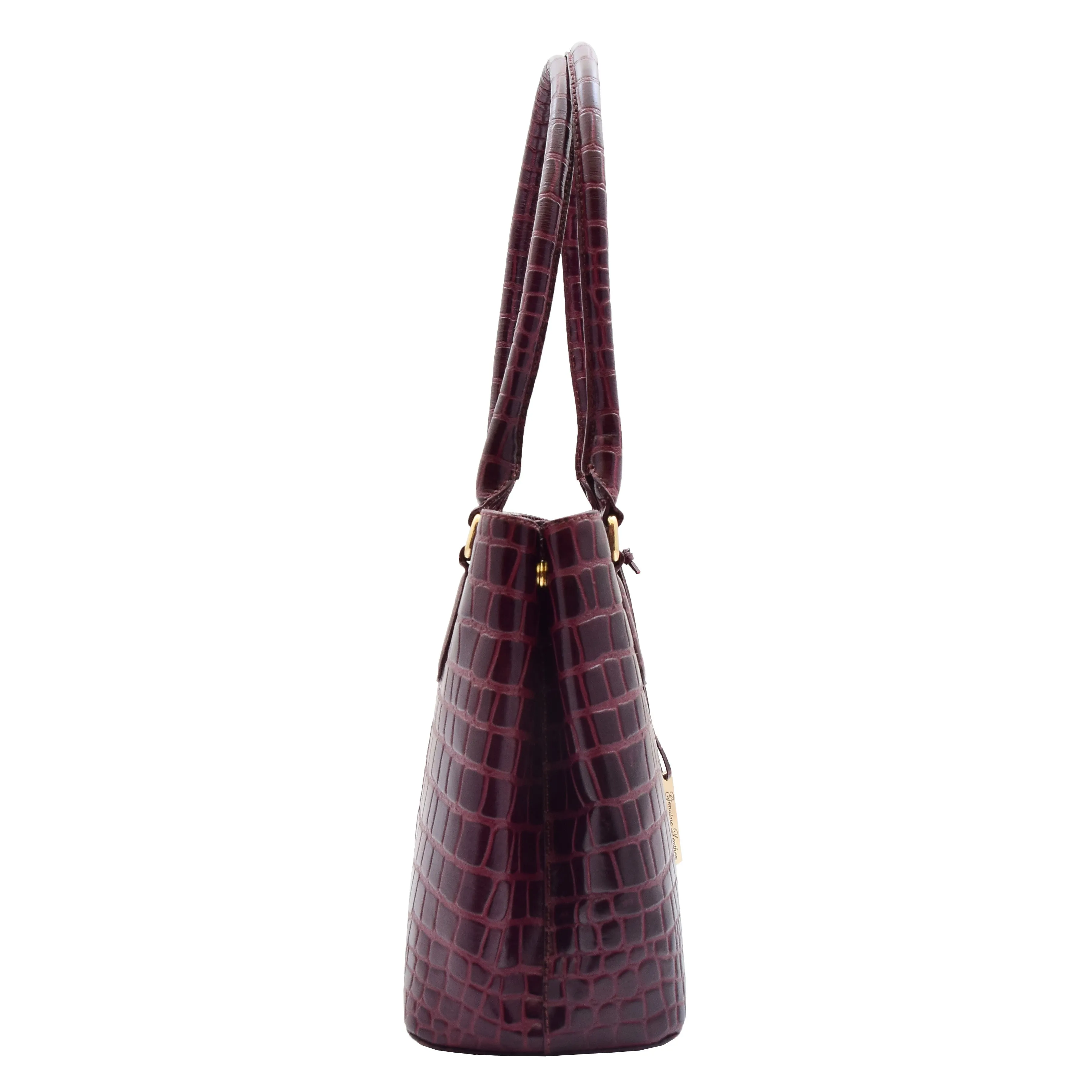 Womens Hobo Shoulder Leather Bag Beautiful Croc Pint Sylvia Bordeaux