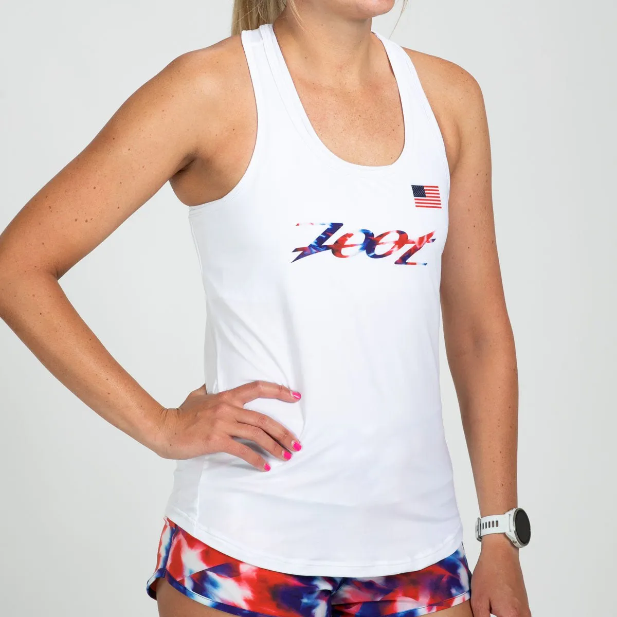 Women's Ltd Run Singlet - Freedom White