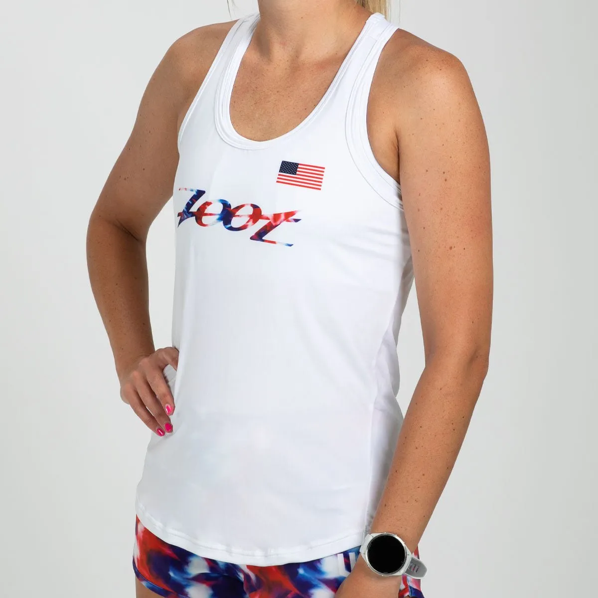 Women's Ltd Run Singlet - Freedom White
